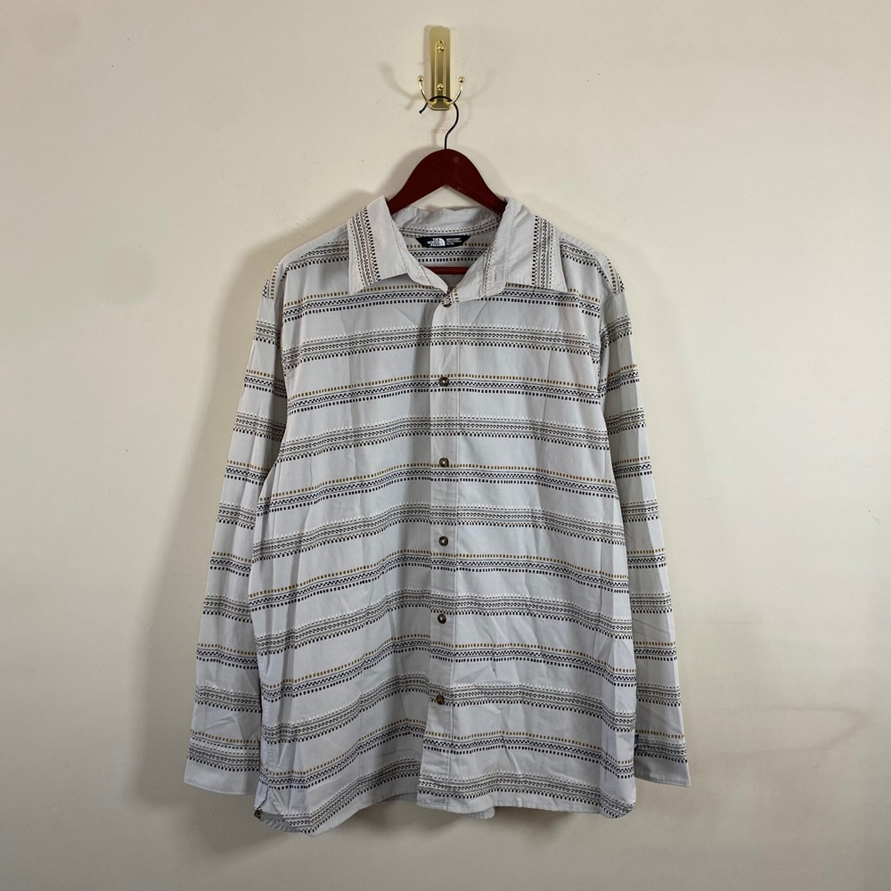 The North Face Button Down Long Sleeve Shirt Striped Mens XL Lightweight Western - Picture 2 of 7